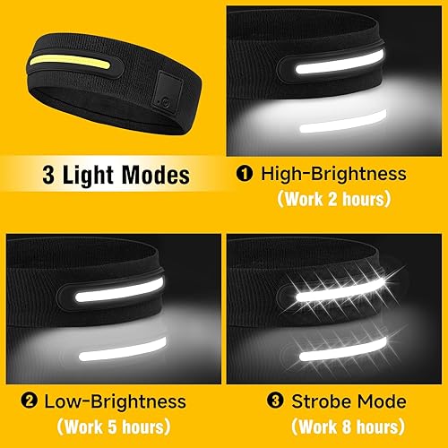 Miniatura 5 de Linterna frontal recargable de 230 de haz ancho, súper brillante para adultos, hasta 10 horas de iluminación con una sola carga, accesorios de