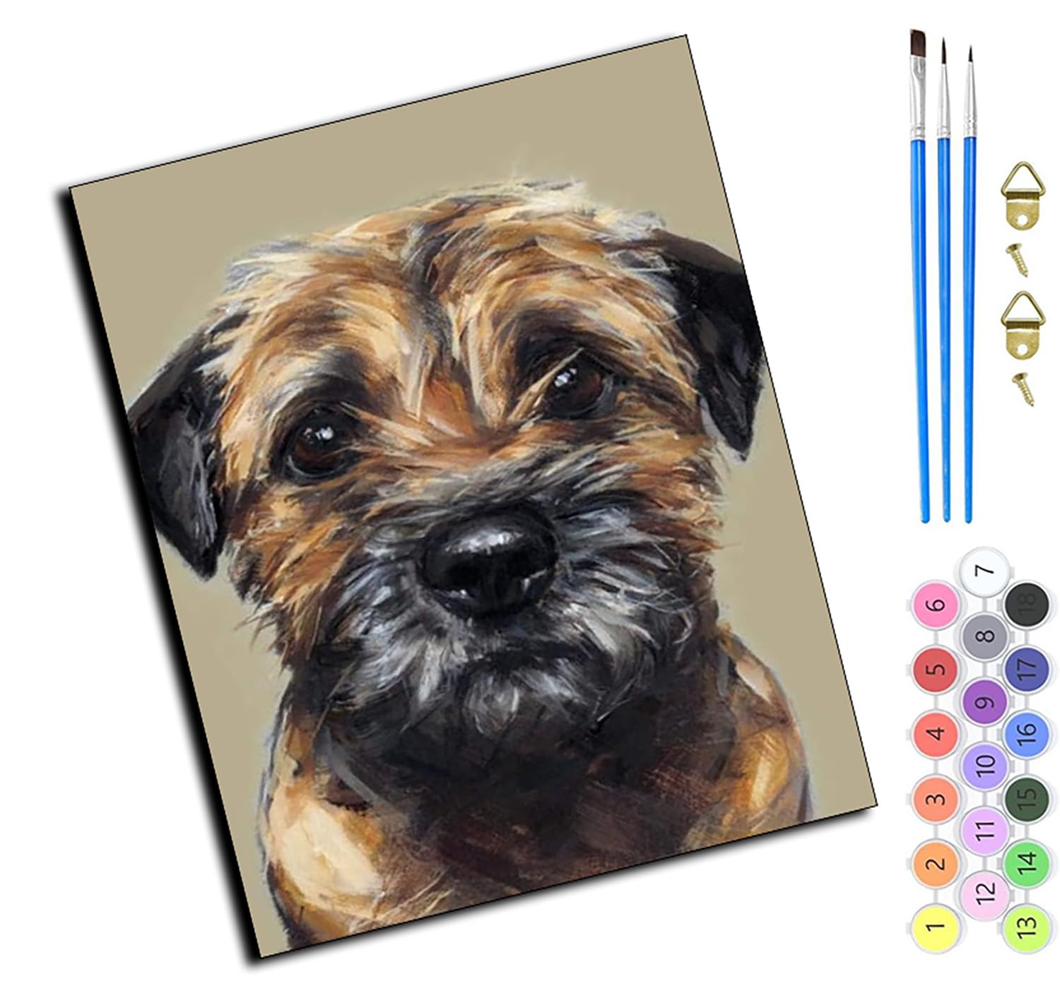 WANGXIAO Paint by Numbers for Adults,Painting by Number Kits On Canvas,DIY Color Oil Painting,Home Wall Decor 16x20in/40x50cm,Border Terrier Dog Eyes,Frameless