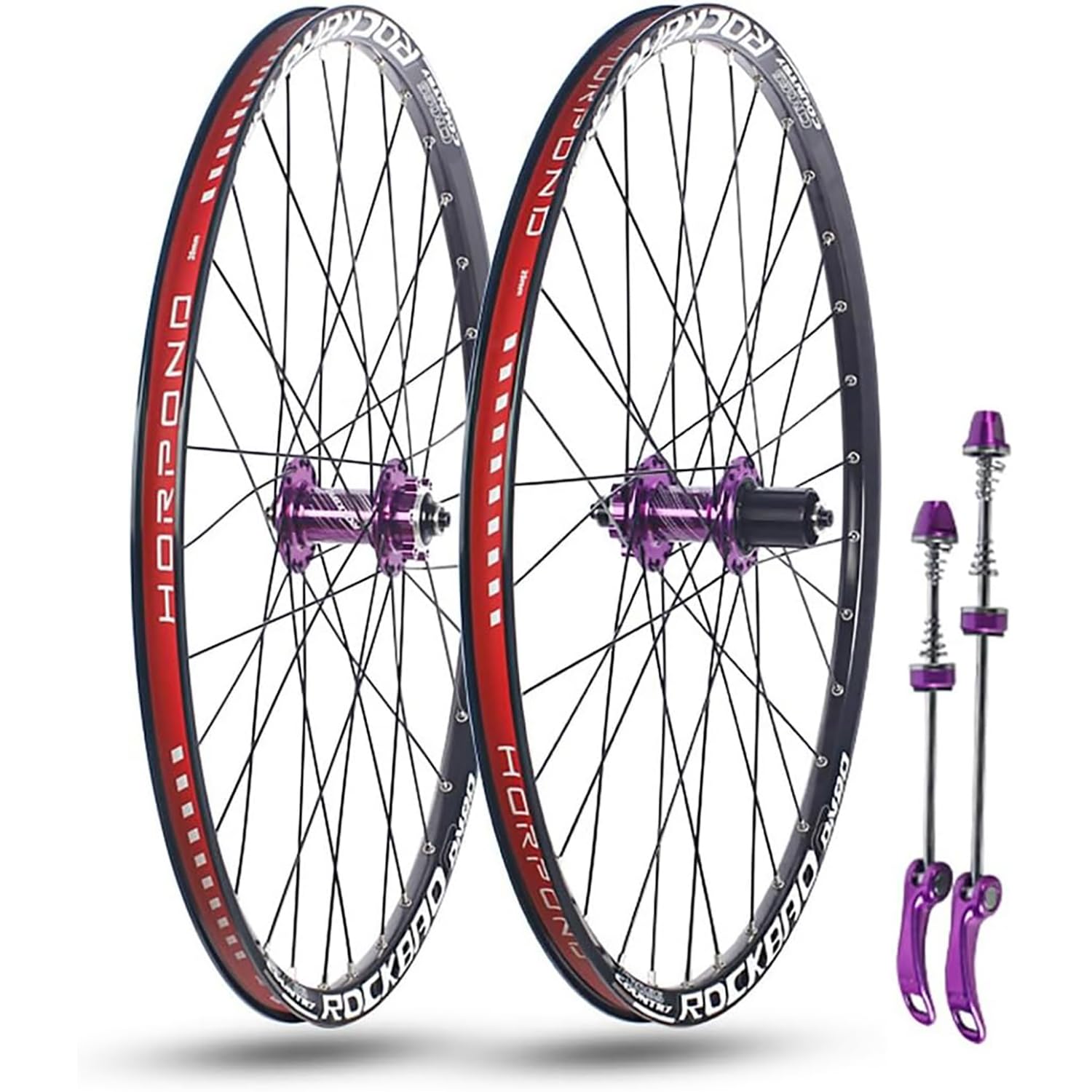 KUNYOS 24'' 26'' 27.5'' 29'' Bike Wheelset for Mountain Bike Quick Release Front Rear Wheels Double Layer Rims Disc Brake 32H Hubs for 7-11 Speed,Purple,26inch