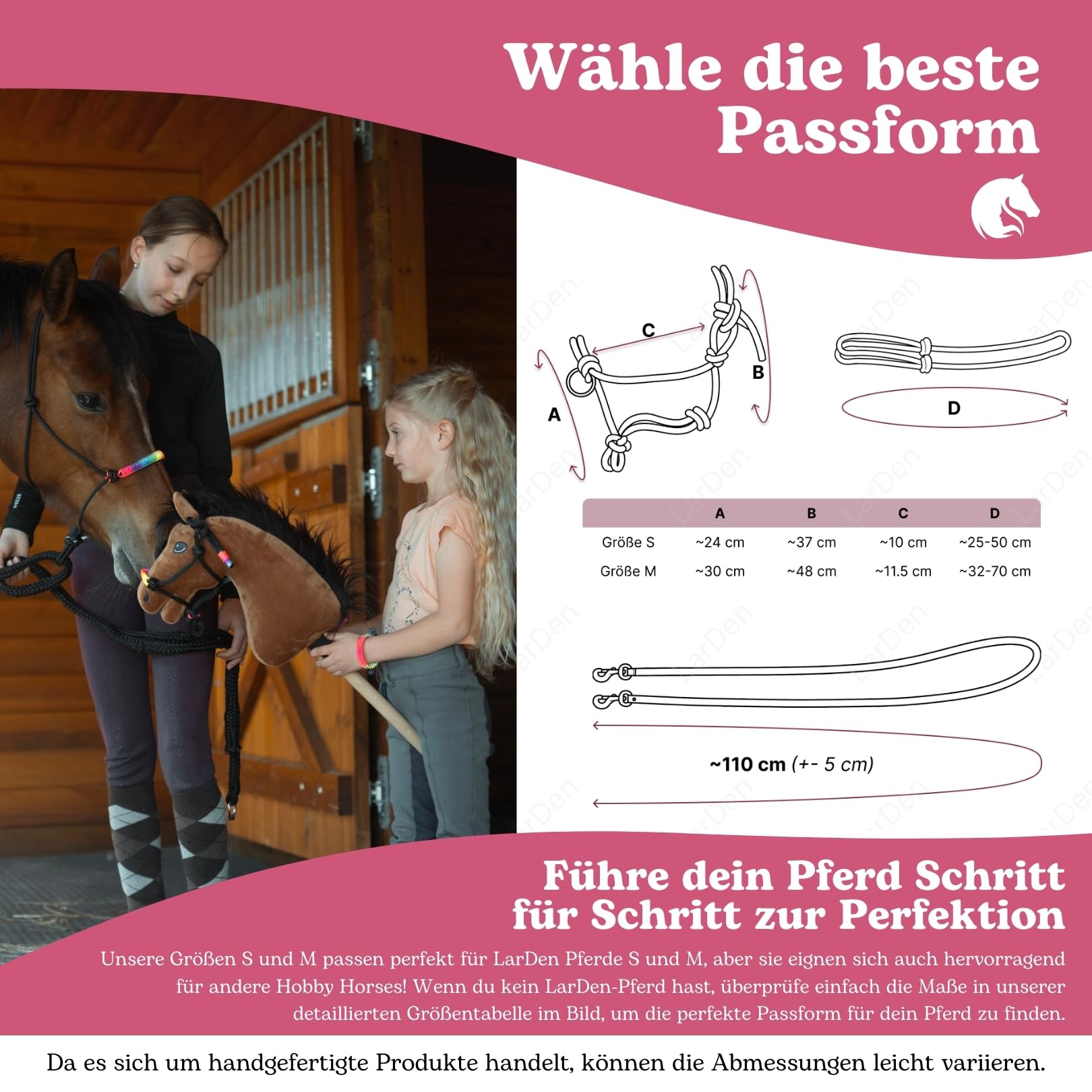 LarDen Hobby Horse Zubehör SeilSet - Halfter mit Zügel & Halsring für Größe M Steckenpferd | Stockpferd Set | Hobby Horsing Pferd | Spielzeug Kinder | Spielpferd (Turquoise, Medium) - 5