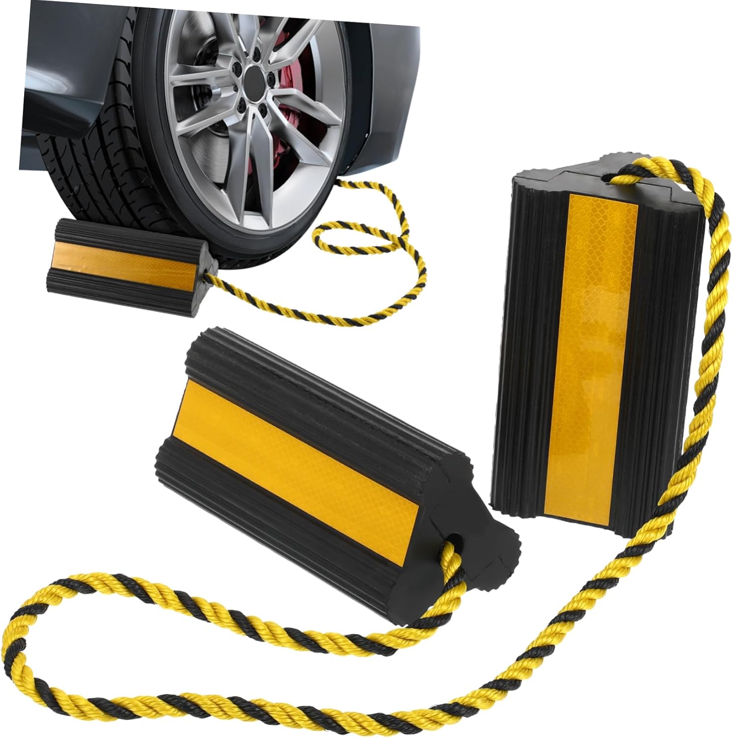 Yellow Reflective Wheel Chocks Wheel Chock Stabilizer for Travel Trailers