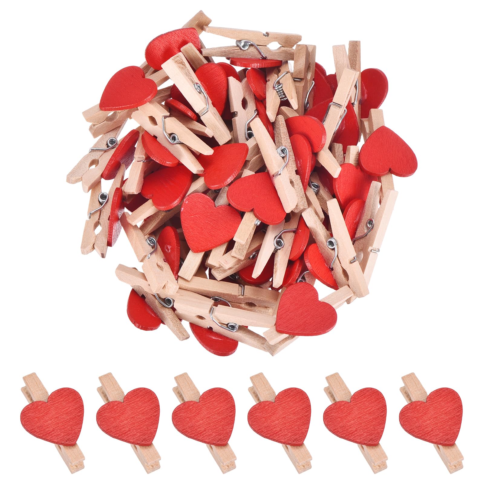 sourcing map 50Pcs Mini Heart Photo Clips 3cm Red