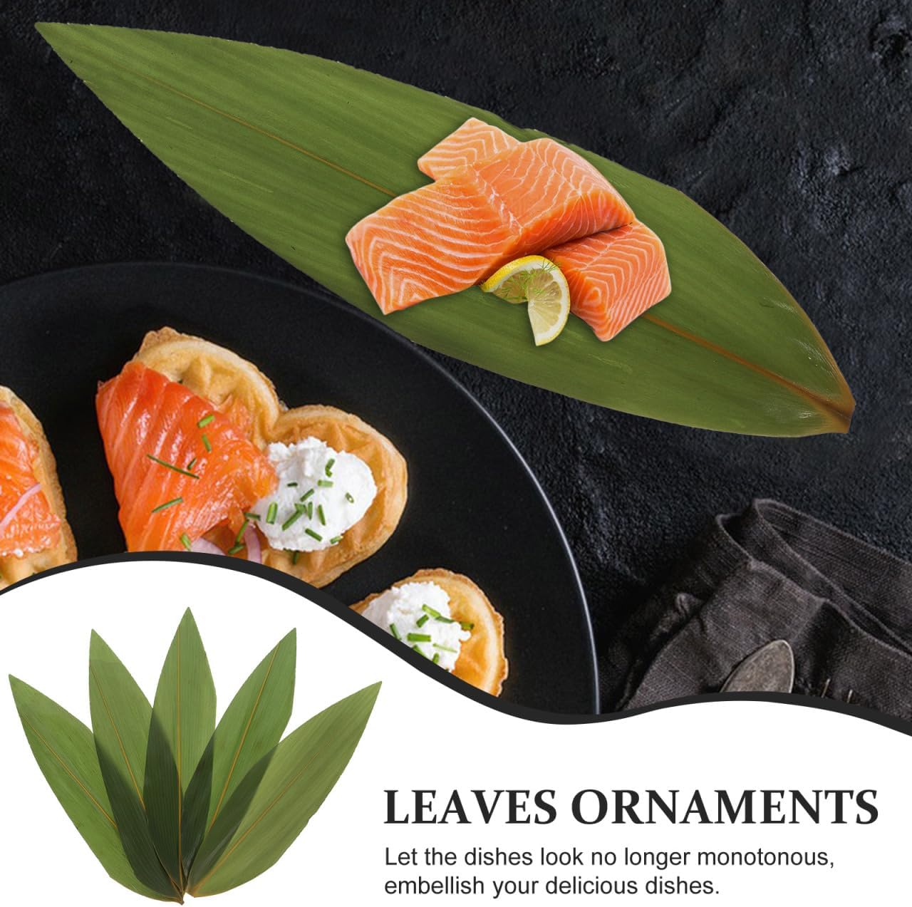 DOITOOL 100pcs Sushi Bamboo Leaf Fresh Banana Leaves for Cooking Zong zi Banana Leaf Substitutes Sushi Plates Decoration for Food Chinese Dinner (Pack of 2)