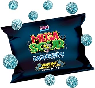 Barnetts - Mega Sour Candy Raspberry 227g - Trendy Sweet Bags - Traditionally Handmade Sweets - Sour Coating Lasts 20 Seconds - Candies for Party Bag, Gift Hamper, or Hamper Box