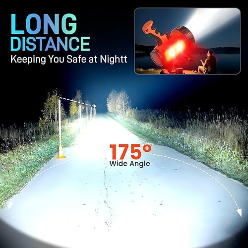 Miniatura 4 de Reflector Recargable Súper Brillante Nuevo 2026 de 90,000 Lúmenes, Linterna de Mano, Reflector de 10000mAh, Luz Spot para Exteriores Duración 48+