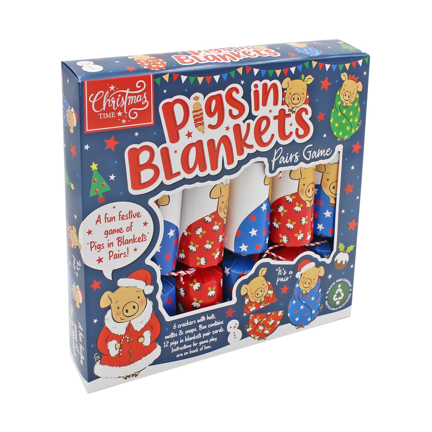 Widdle Gifts Pigs In Blankets 0455 Christmas Crackers Novelty Game 6 Pack 22Cm Cracker With Hats, Joke And Snap (Pigs In Blankets 0455)