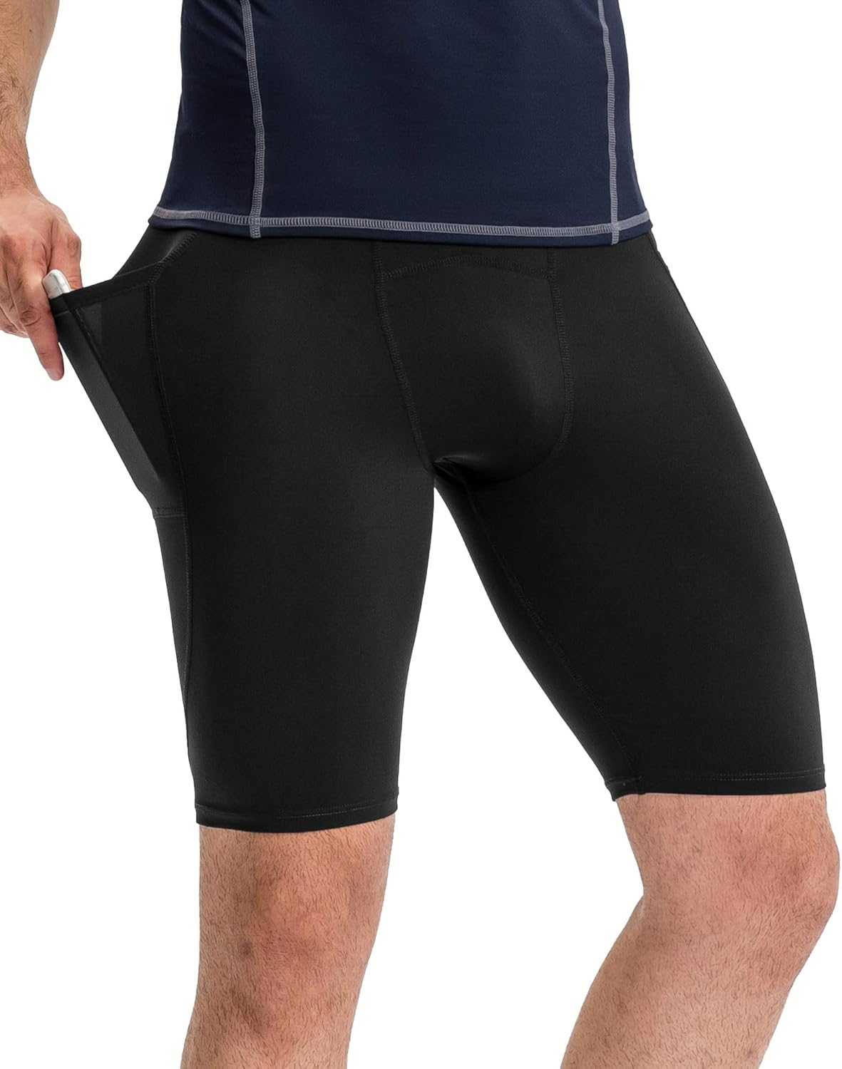 Men's Compression Shorts – Running Spandex Underwear with Pockets, Workout Gym Athletic Sports Tight Shorts for Men - Image 8