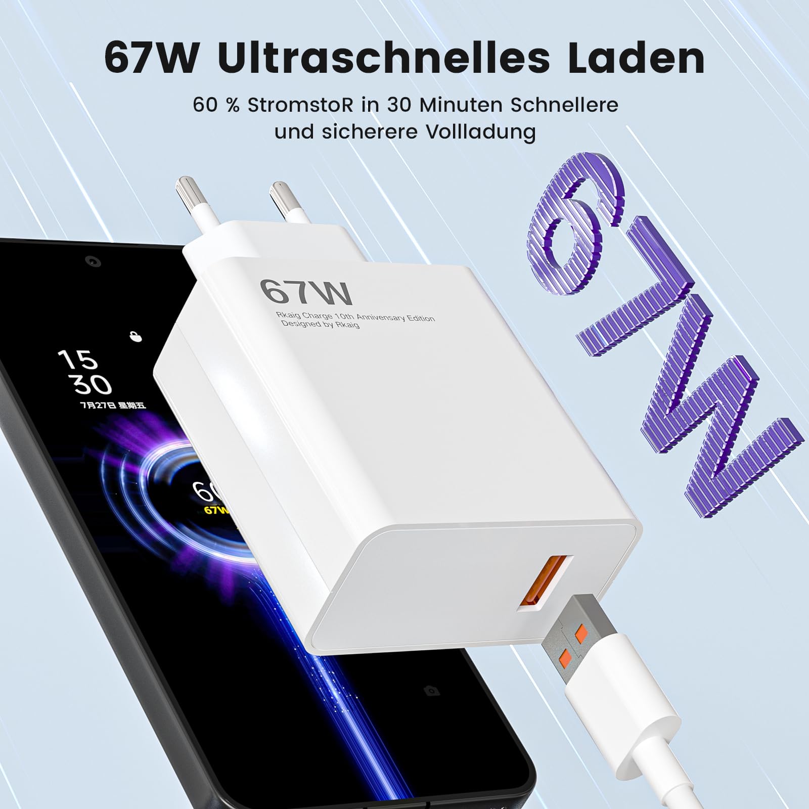 Caricabatterie USB da 67 W con cavo di ricarica di tipo C 6 A per Xiaomi 17T 15 14 Ultra/14/14T/13T/13/13 Lite, Redmi Note 15 14 13 12 11 10 Pro 5G, Poco F7 X7 X6 M6 X5 Pro caricabatterie USB per - 3