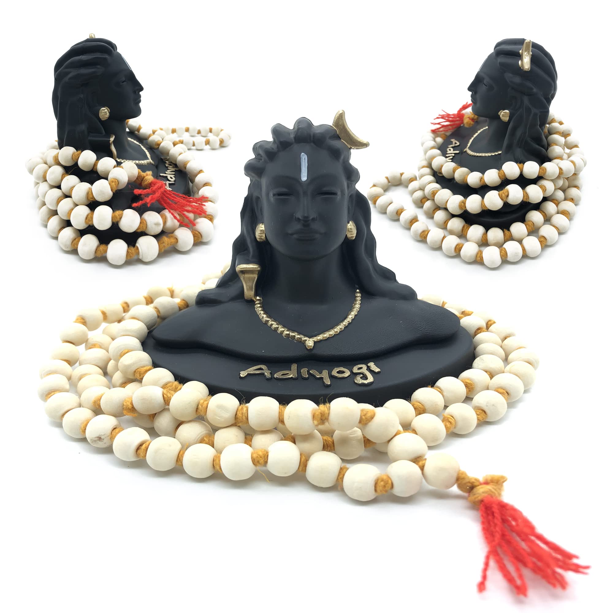 Adiyogi Statue with Tulsi Mala for Car Dashboard Idol/Murti/Statue Aadiyogi Shankara Shiv Black Matte Finish Idol Murti for Mandir/Temple and Home. (ADIYOGI with TULSI MALA)