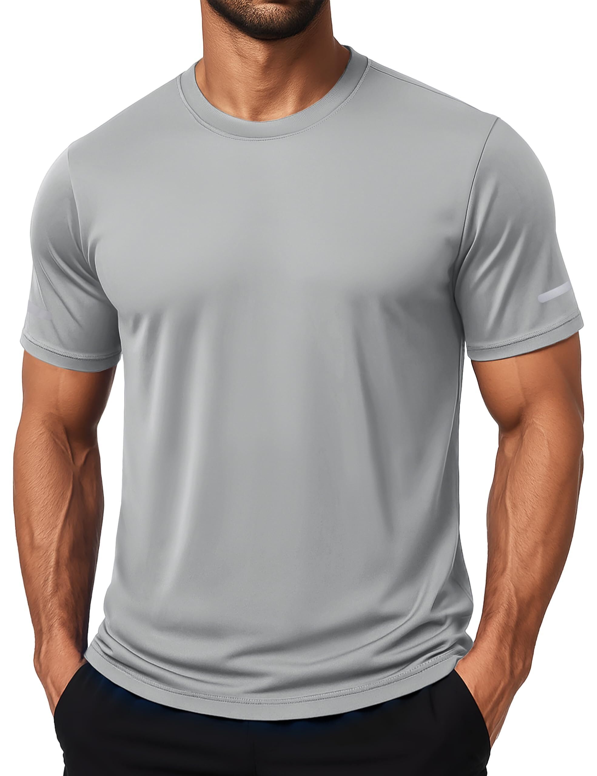 MAGCOMSEN Sport Tshirt Herren UV Tshirt Kurzarm Funktionsshirt UPF 50+ Atmungsaktiv Sommer Sportshirt mit Reflexstreifen