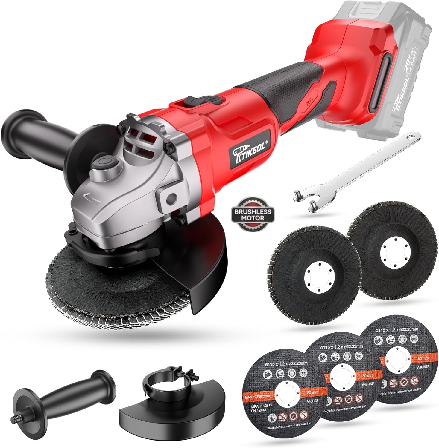 Brushless Cordless Angle Grinder 4-1/2 Inch, Compatible with Makita 18V Battery, 8000RPM Electric Cut-Off Tool for Metal Cutting Grinding Polishing (Tool Only)