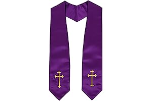 Embroidered Cross Purple Sash for Church Choir