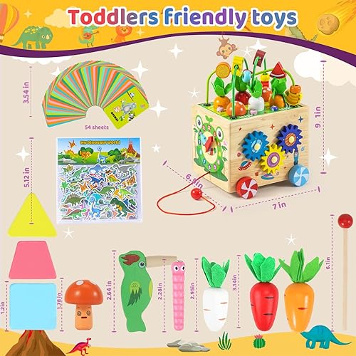 Miniatura 5 de UdoUto Cubo de actividades para niños de 18 meses  Juguetes Montessori de madera para niños de 1, 2, 3 años, clasificador de formas, juguetes