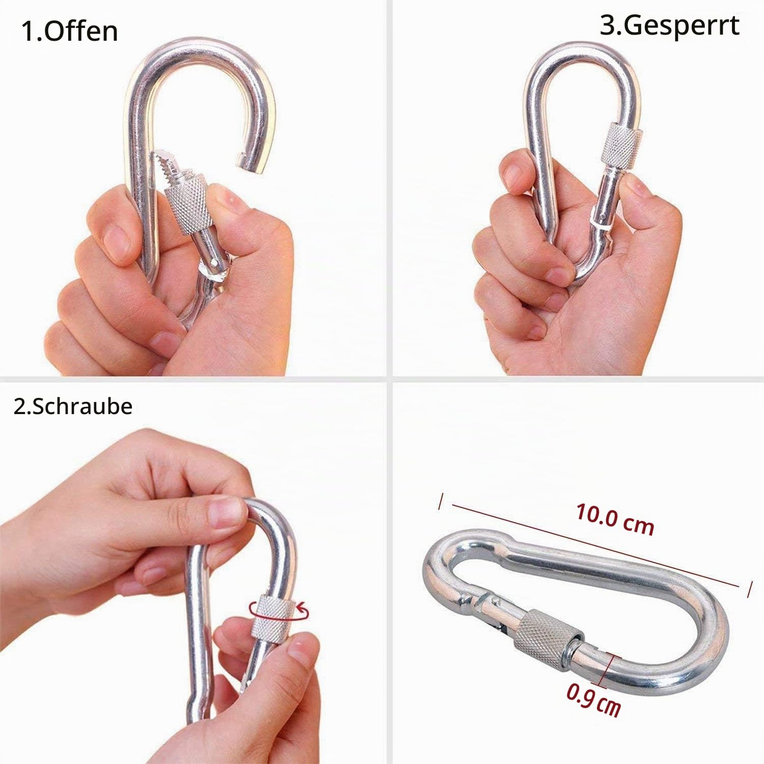 Outdoor-Kletterseil+schnell trocknendes Handtuch,Nylon Seil Klettern Sicherheitsseil Durchmesser 10.5mm,Lagergewicht 1200kg,mit 2 Karabinern