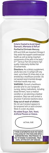 Miniatura 6 de 21st Century Aceite de pescado 1200 mg cápsulas blandas con revestimiento entérico, 90 unidades