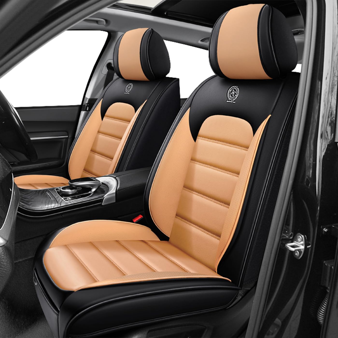 Car Seat Covers for X2,for BMW X2 2018-2025 2026,Waterproof Leather Seat Covers,Compatible Airbag,Front Set Comfort Car Seat Protectors for Most Cars(Black&amp;Orange)