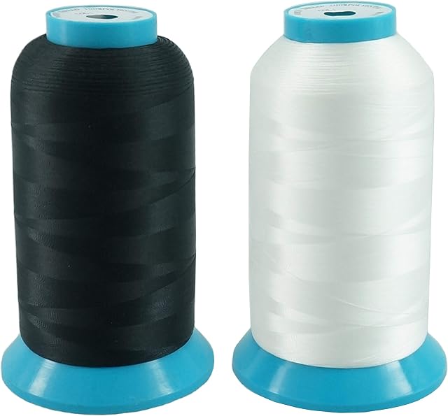 New brothread Set of 2 (Black+White) Huge Spool 5000M (5500Y) Bobbin Thread for Embroidery and Sewing Machines