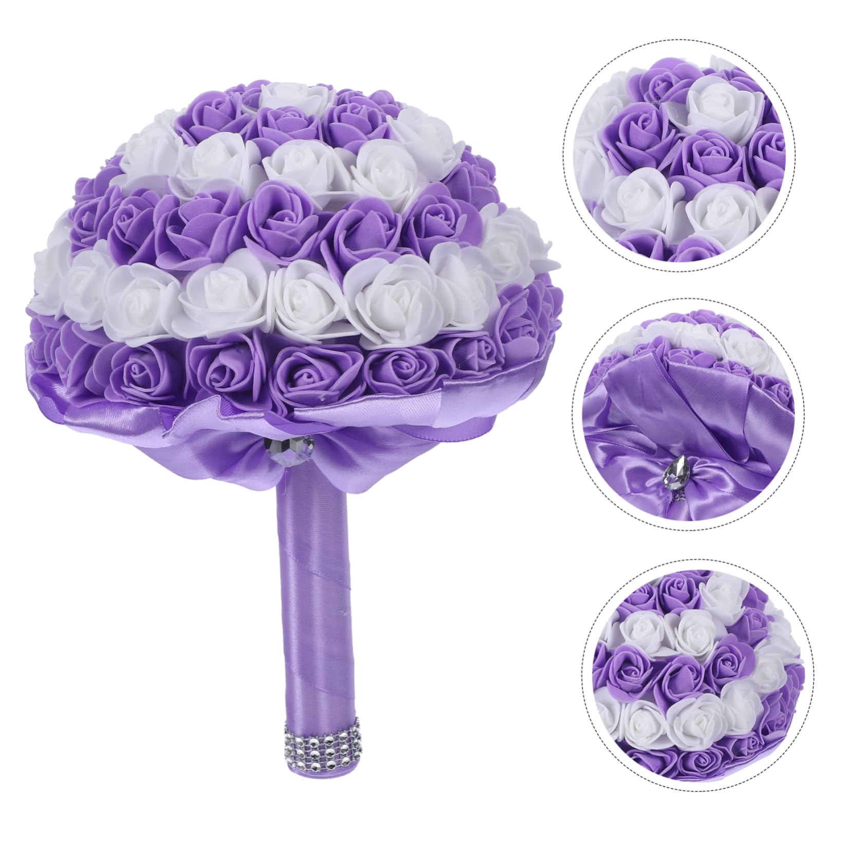 ABOOFAN 2 STK Braut Blumenstrauß hochzeitsdeko Wedding Bouquet Brautjungfer wirft Blumenstrauß Rosenstrauß Hochzeitsstrauß für die Braut Handheld schmücken Brosche Violett