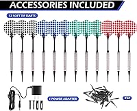 Vista 8 de WIN.MAX Electronic Dart Board Cabinet Set, LED Electric Digital Dart Boards for Adults with Cabinet, Includes 12 Soft Tip Darts