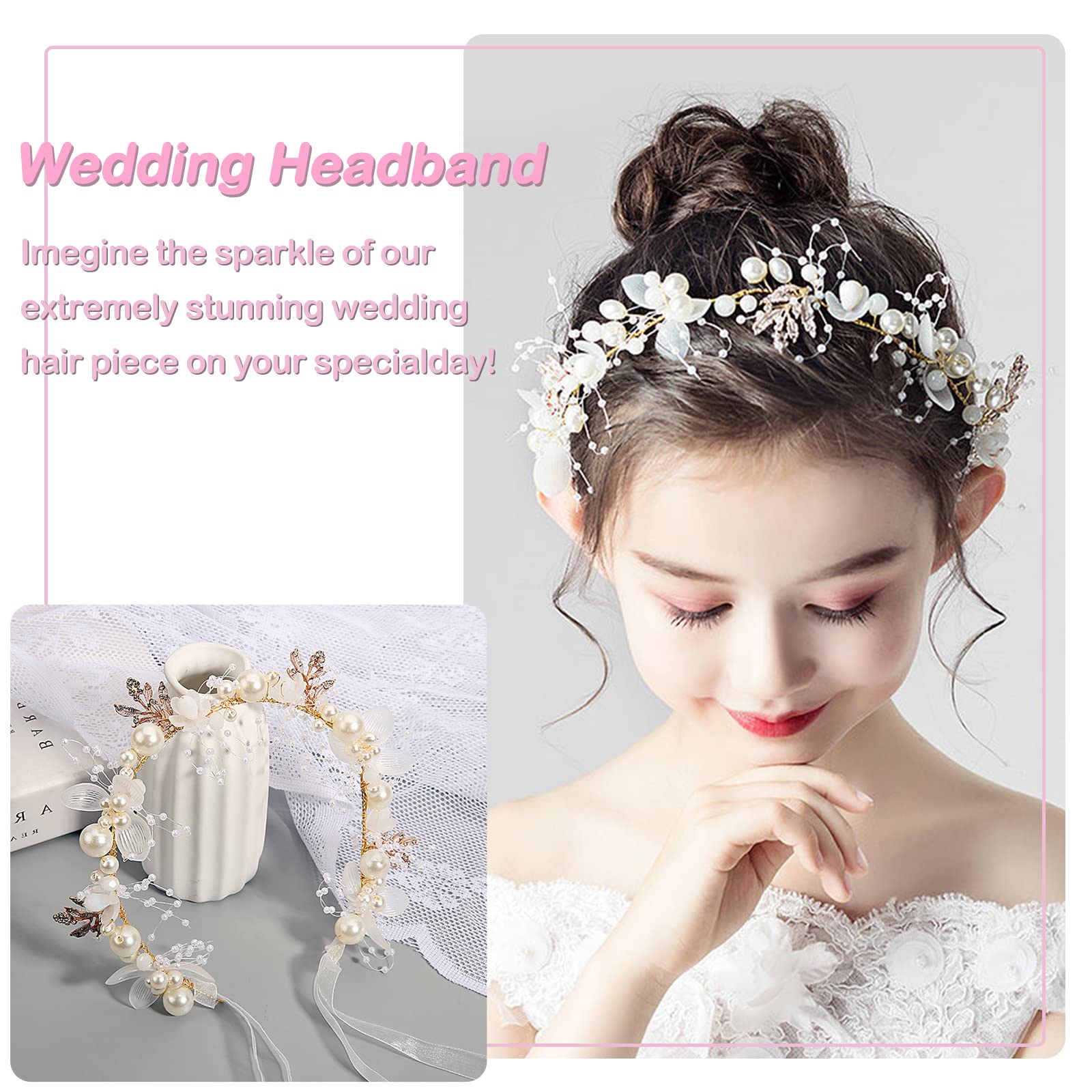 Coroncina Comunione Bambina - Cerchietto Con Perle Bianche Per Feste E Matrimoni - Regolabile - Foto 7