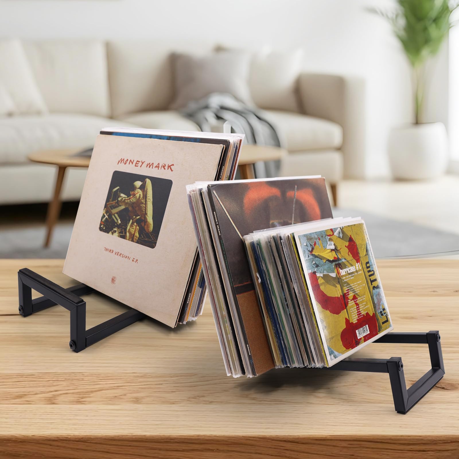MayRecords Espositore per dischi in vinile, a forma di Z, in metallo nero, può contenere fino a 30 album, doppio metodo di installazione, multiuso per CD/libri/cartelle