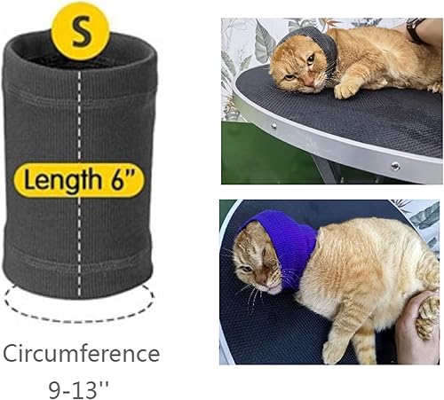 Miniatura 4 de Envoltura para las orejas de gato, sin solapa, de malla, para gato, sin solapa, tamaño pequeño, morado + azul, S