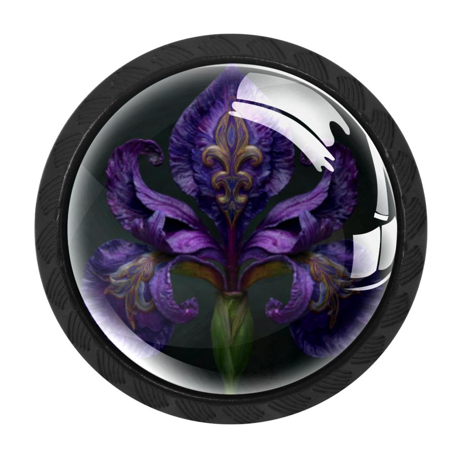 Chenzzzz Multicolored 20 4 Pack Fleur De Lis Iris (8) Drawer Knobs Cabinet Knobs Crystal Glass Knobs Pulls Handles For Kitchen Cabinet Hardware Cupboard Door Dresser Wardrobe Home Decor