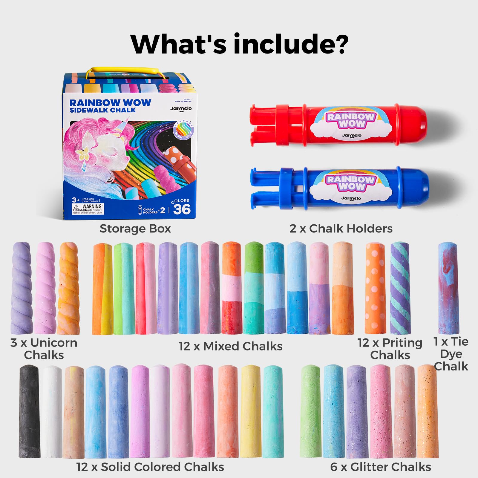 Jarmelo Rainbow Wow Sidewalk Chalk-36 Colors - Image 7 thumbnail
