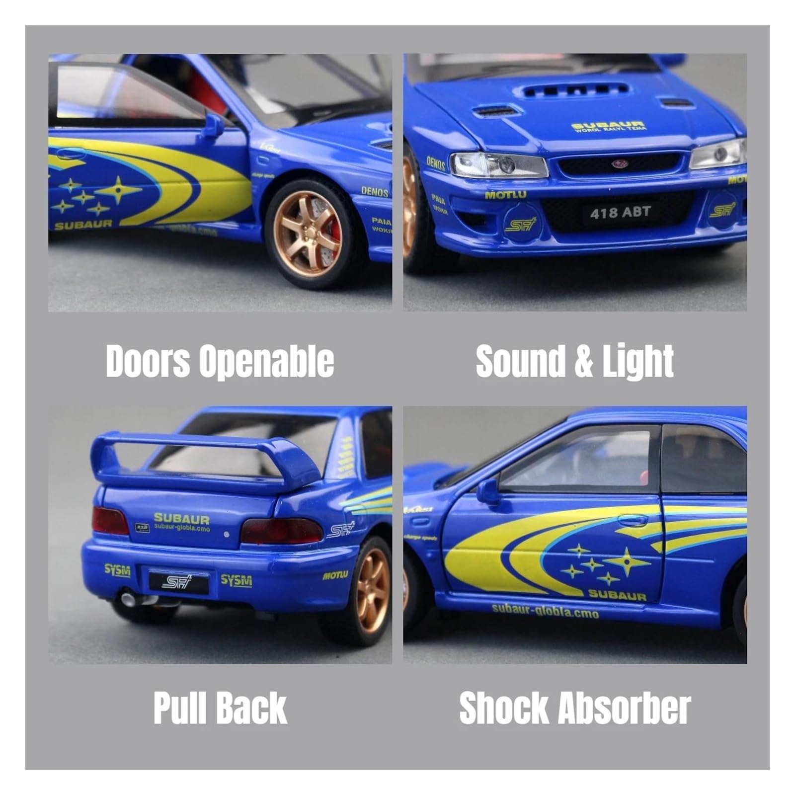 Veicoli a Motore in Scala 1/32 for Subaru Impreza WRX STI Modello di Auto Pressofuso in Lega di Metallo in Miniatura Collezione di Veicoli Modello di Auto Replica(Blue)