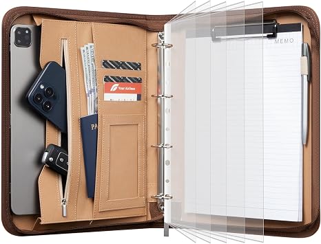 DUGRAFT Leather Portfolio Binder, Padfolio, Resume Portfolio Folder for Men & Women, Personalized Business Portfolio Organizer for Documents, Phone, Tablet, Professional Portfolio Binder