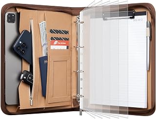 DUGRAFT Leather Portfolio Binder, Padfolio, Resume Portfolio Folder for Men & Women, Personalized Business Portfolio Organizer for Documents, Phone, Tablet, Professional Portfolio Binder