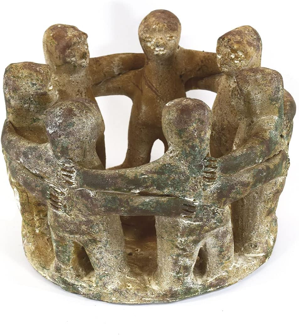 7in Tall Circle of Friends Pottery Candle Holder