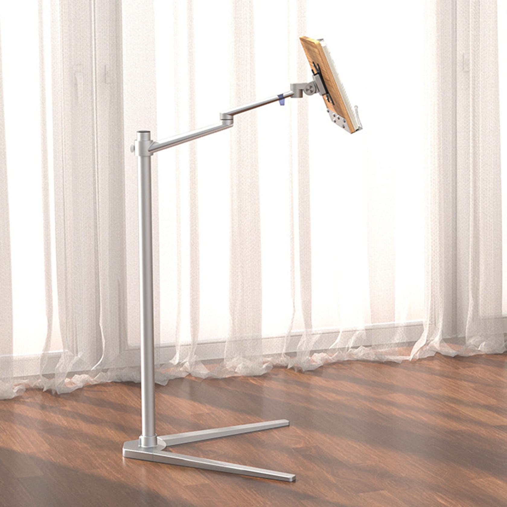 BIEGEN Support de Livre pour Lire Hauteur Réglables Support de Livre Au Sol Rotatif 360 Degrés Cantilever Lutrin de Lecture avec Clips Page Livres Magazines