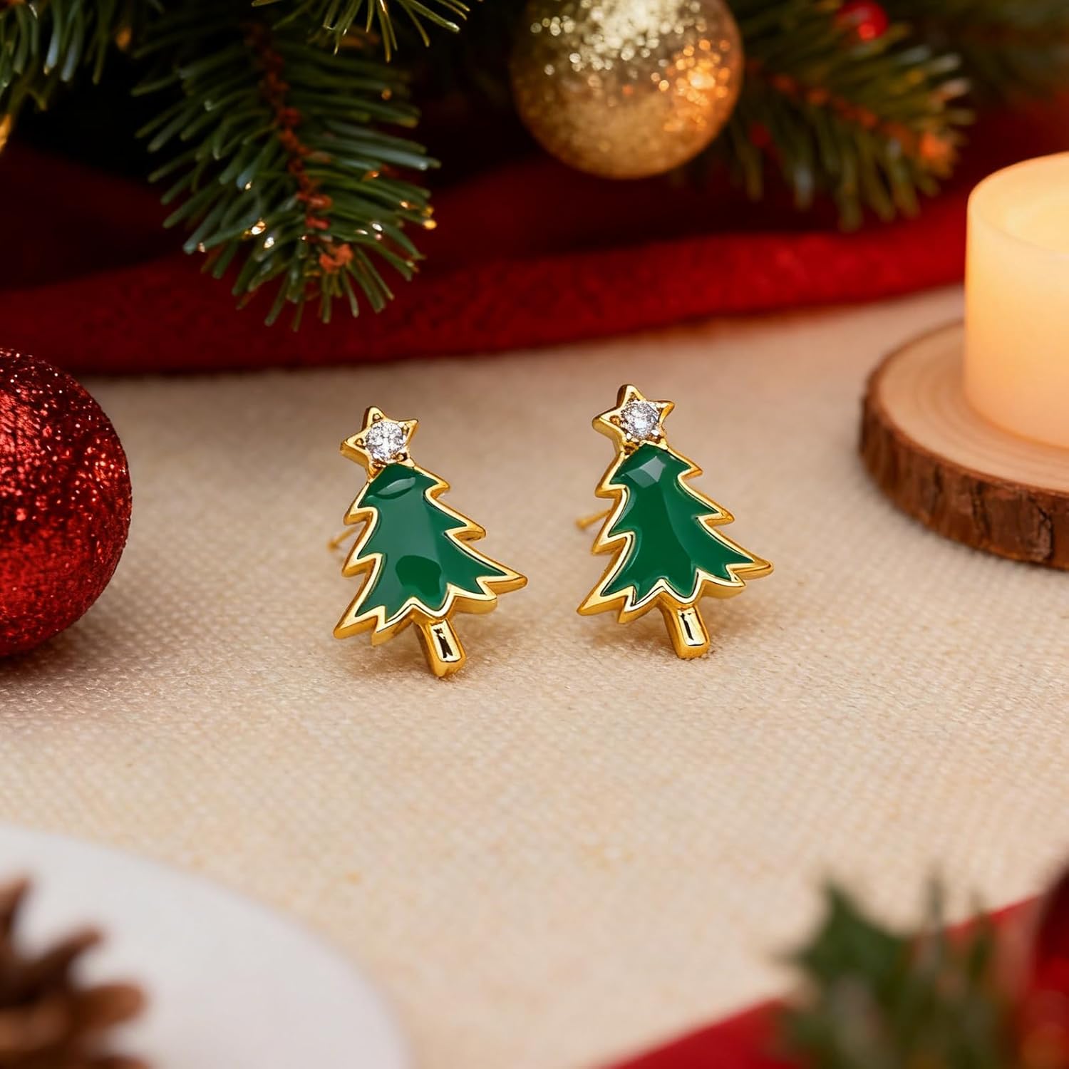 Christmas St Patricks Day Stud Earrings for Women, Dainty Sparkly Rhinestone Cute Xmas Holiday Party Outfit Accessories Santa Fashion Jewelry Gift - Image 5