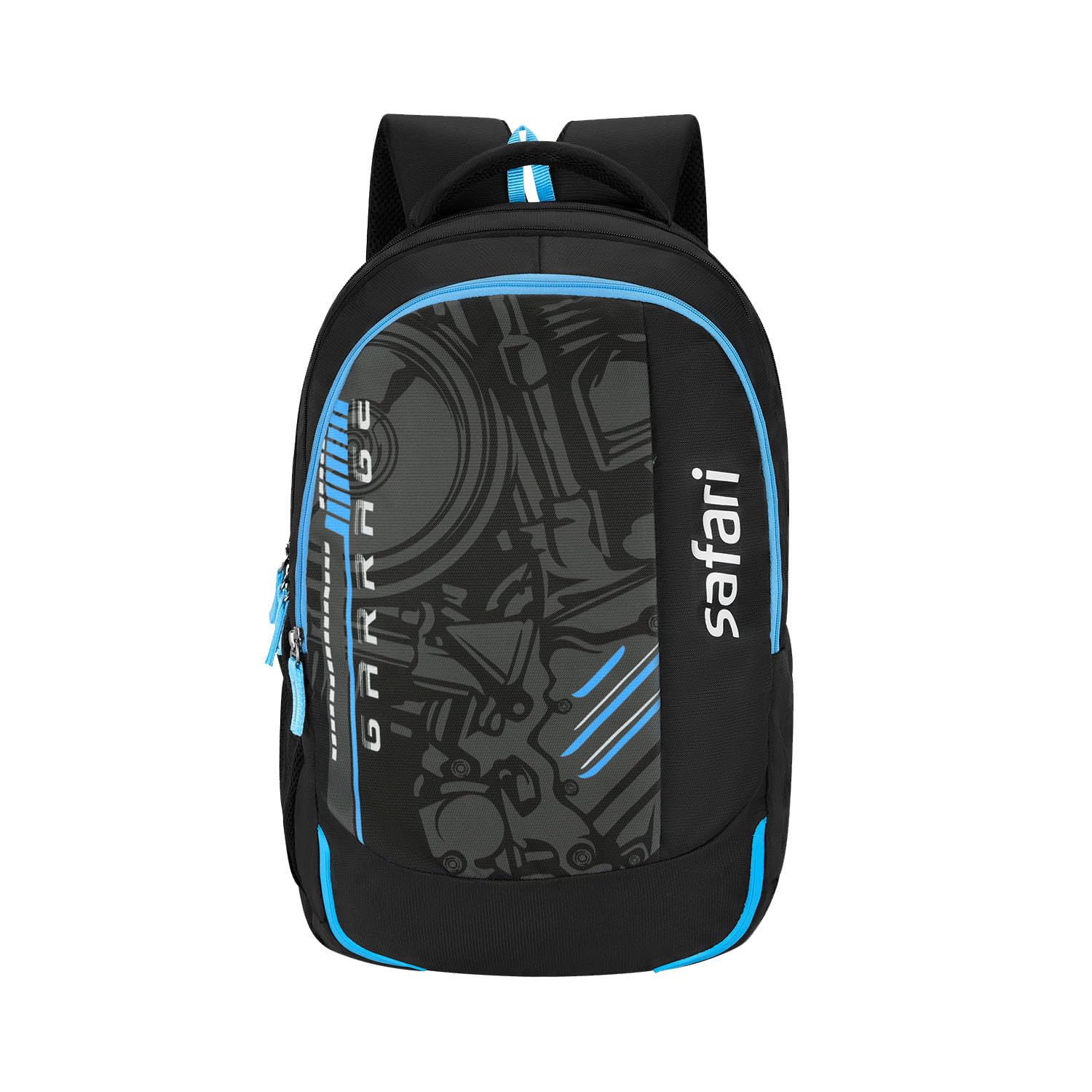 Safari Torque 37L Casual Printed Backpack, 3 compartments, bottle holder, Front pocket, school bag for boys and girls, college bag, office bag, travel bag for men and women, Color- Black