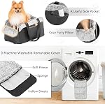 PETSFIT Center Console Dog Car Seat, Portable Car Seat for Dogs with Safe Protective Hooks, Luxury Dog Car Seats for Small Dogs, Dog Car Carrier Includes Safety Tether for Pets Up to 9 lbs (Black)