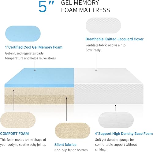 Miniatura 10 de Colchón de tamaño matrimonial, colchón de espuma viscoelástica de gel de 10 pulgadas para sueño fresco y alivio de presión, colchón de firmeza media