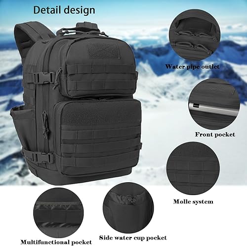 Miniatura 4 de ETWBO Mochilas tácticas militares 45L ejército 3 días paquete de asalto 3 días Bug Out bolsa de trekking mochila con sistema Molle, Negro -,