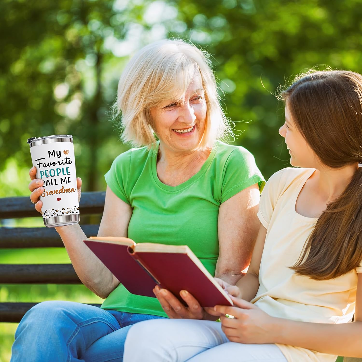Gifts for Grandma from Granddaughter Grandson Grandchildren - My Favorite People Call Me Grandma Tumbler Birthday Mothers Day Insulated Stainless Steel Travel Coffee Tumbler 20 OZ White - Image 2