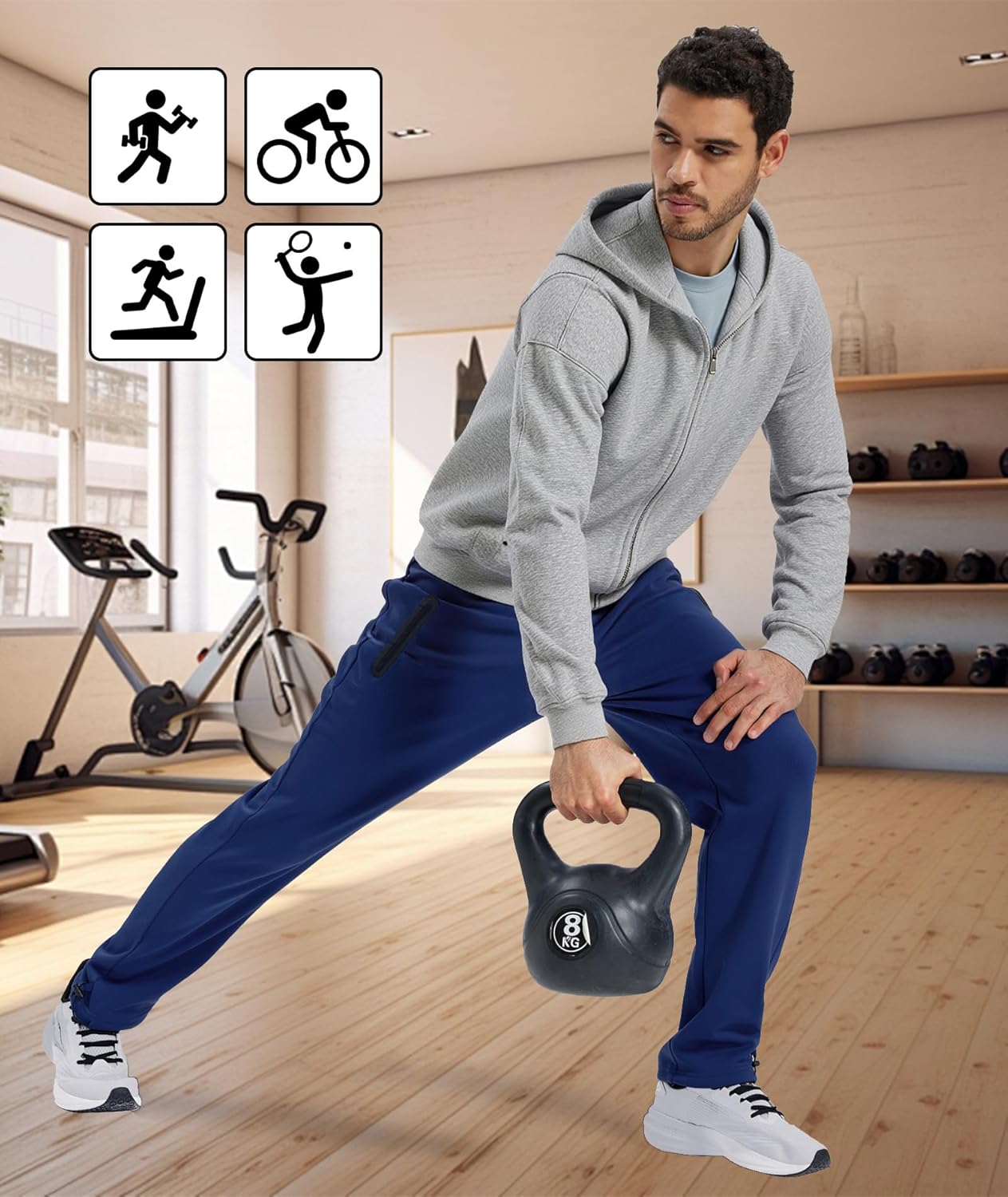 ZITY Mens Fleece Joggers Warm Winter Sweatpants with Zipper Pockets Workout Running Athletic Pants - Image 2