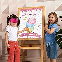 Vista 4 de Hooqict Juego de Poner la Cereza en el Helado Juegos de fiesta de cumpleaños para niños, decoración de fiesta temática de helado, suministros