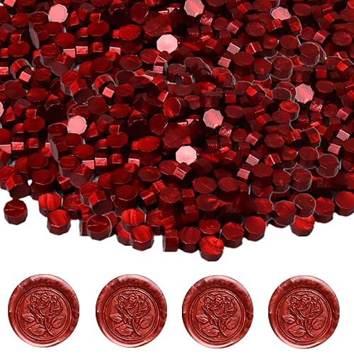Miniatura 4 de 720 cuentas de sellado de cera, cuentas de cera de sellado rojo vino, cuentas de sello de cera octágono para sellos de cera, tarjetas, invitaciones