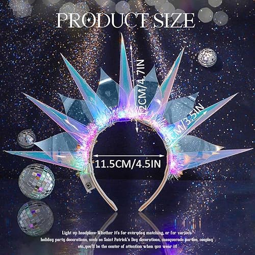 Miniatura 6 de BARTOSI Diademas iluminadas con corona LED, diadema brillante para el cabello, fiesta, discoteca, rave, accesorios para el cabello para mujeres