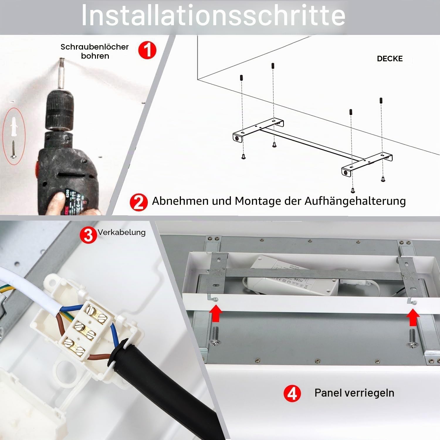Dimmbar LED Deckenleuchte Panel 120x30 cm mit Fernbedienung, 2 Stück, 40W 3200LM Deckenlampe Starkes Licht, Warm/Natur/Kalt Weiß Licht Ultra Dünne Flach Beleuchtung für Büro Werkstatt Wohnzimmer