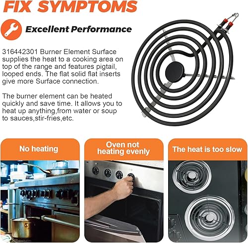 Miniatura 4 de Beaquicy 316442301 MP26YA - Quemador eléctrico de repuesto (estufa de cocina de 8 pulgadas, 5 vueltas) por Beaquicy - Elemento calefactor de