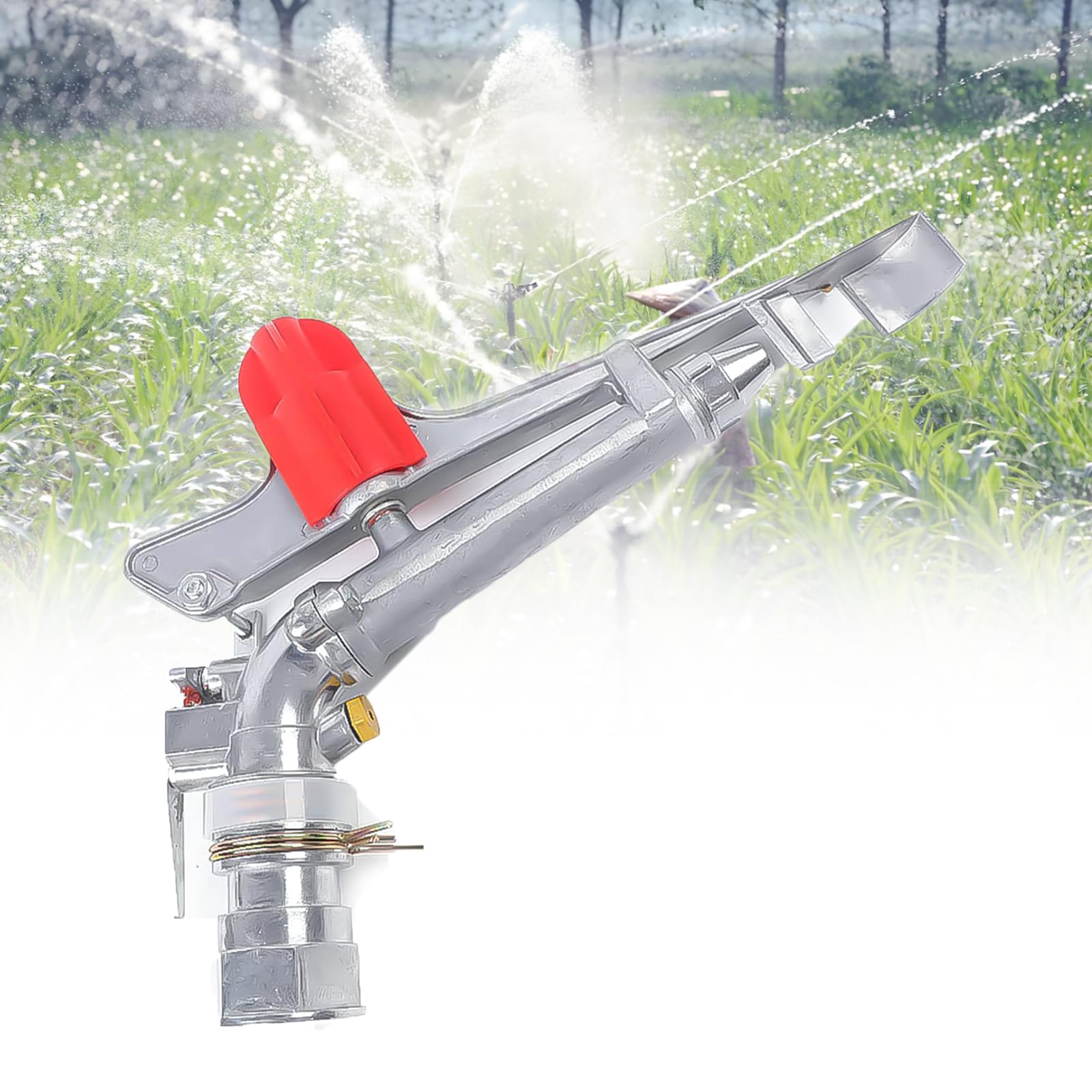 COYEUX 2-Inch Double Nozzle Swinging Sprinklers, 360° Adjustable Rotating Irrigation Spray Head, High Pressure Design, Aluminum Alloy, for Farm Orchard Tea Garden Lawn Yard