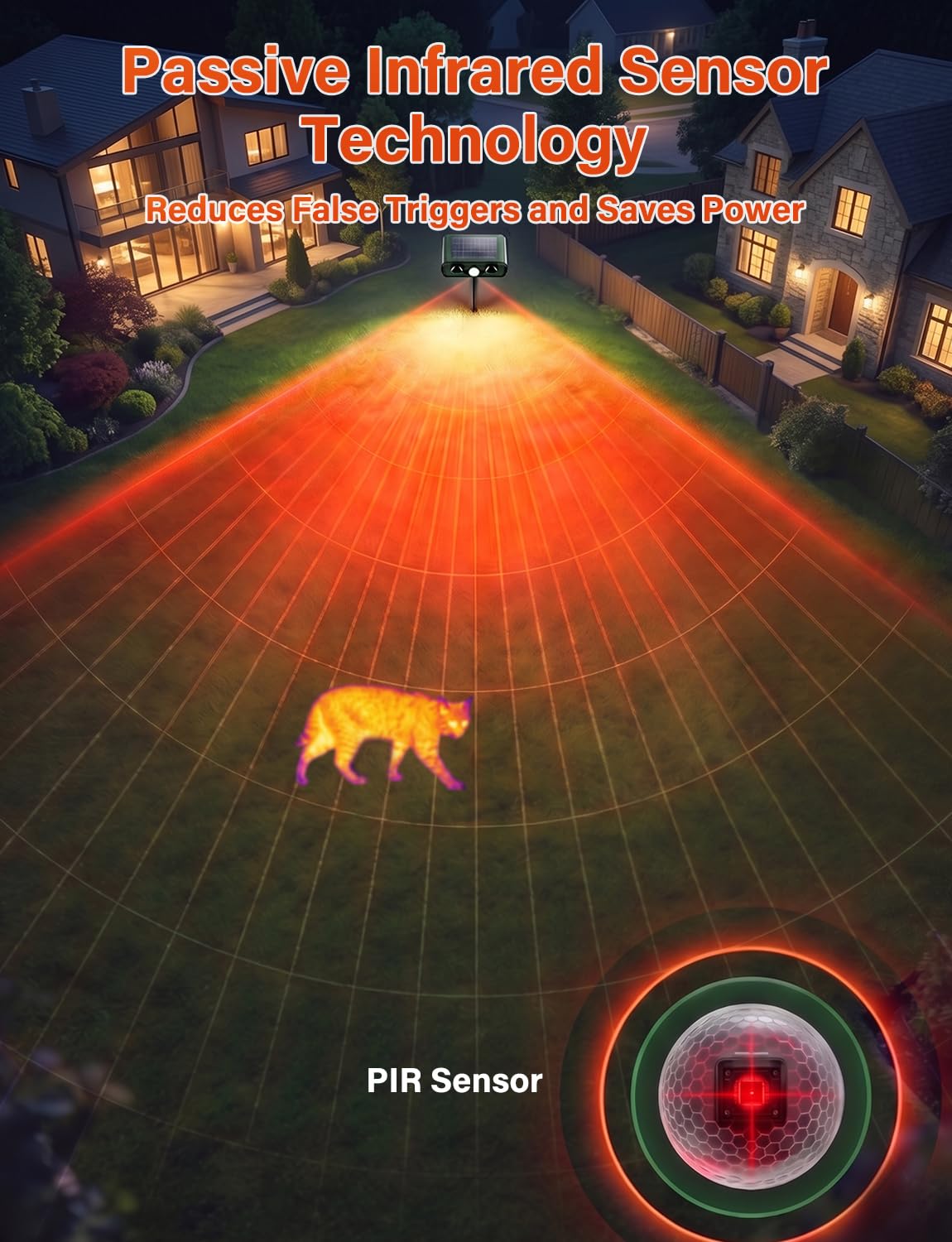 Ultrasonic Cat Repellent for Gardens Uk with AI Variable Frequency, PIR Motion Sensor & Flashing Light - Image 4