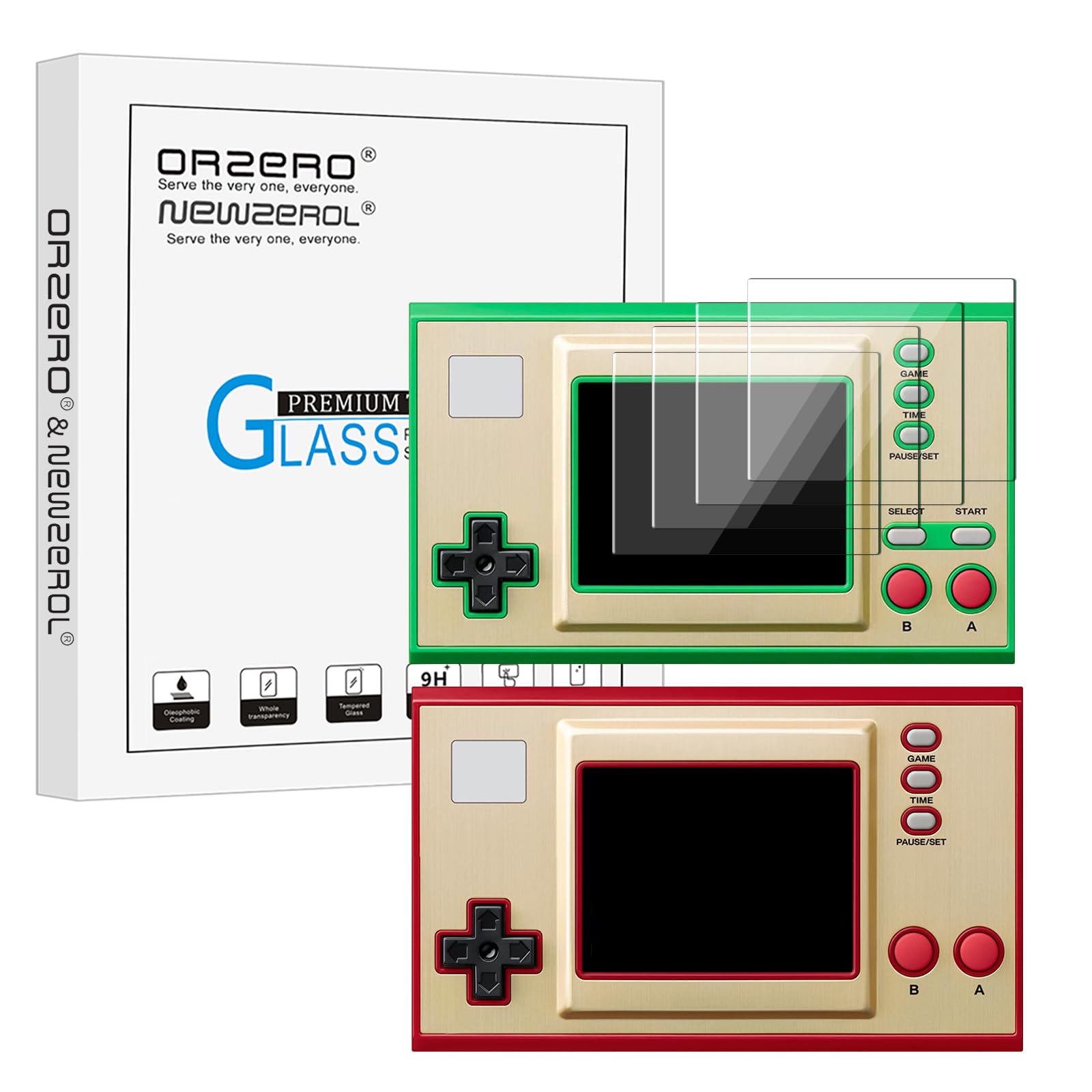 Orzero (4 Pack) Tempered Glass Screen Protector Compatible for GAME & Watch The Legend of Zelda/Super Mario Bros, Protector De Pantalla 9 Hardness High Definition Anti-Scratch Bubble Free