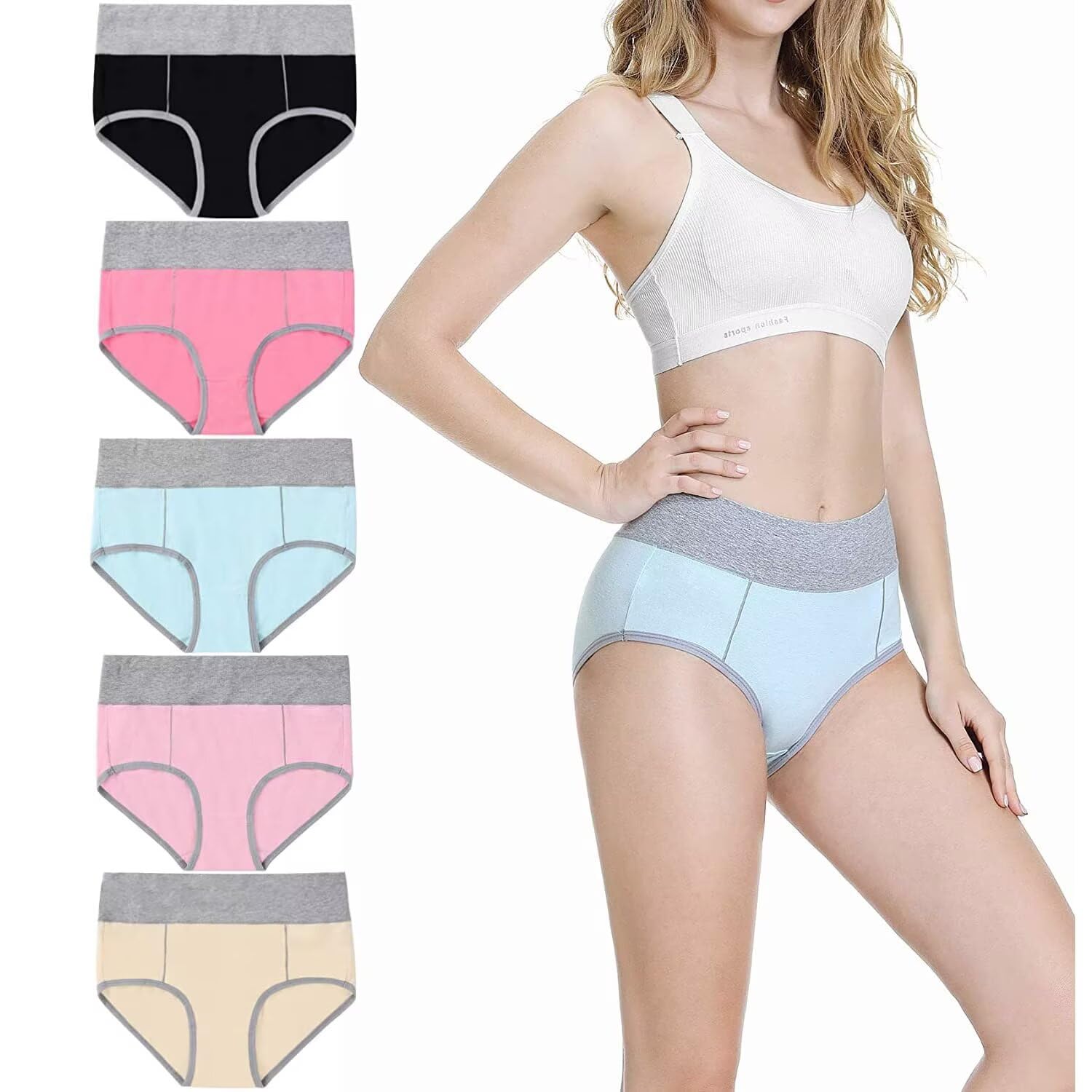 Underwear Women High Waisted Knickers for Women 5 Pack Ladies Full Briefs Soft Cotton Pants No Itchy Labels — view 7