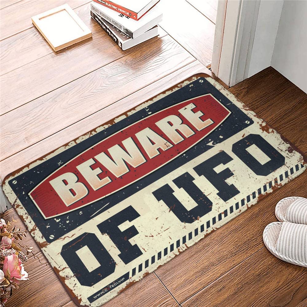Alfombrillas de goma Beware of UFO para puerta de entrada en otoño, felpudo de 50 x 80 cm